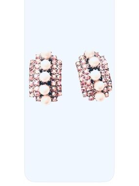 Vintage Aurora Borealis with Pearls Clip on Earrings